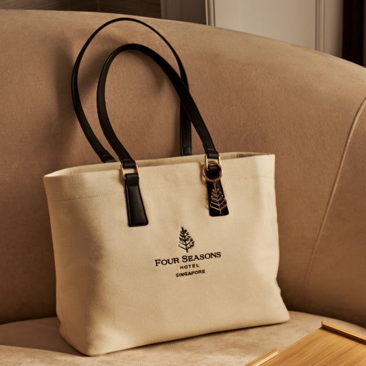 Limited-Edition Cream Embroidered Tote Bag